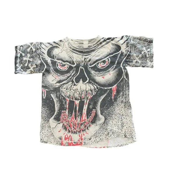 Vintage 1990s Morbid Rags Bloody Skull All Over Print